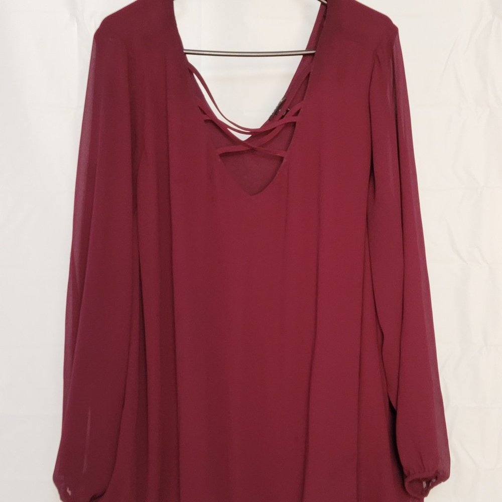 Long sleeve lattice blouse